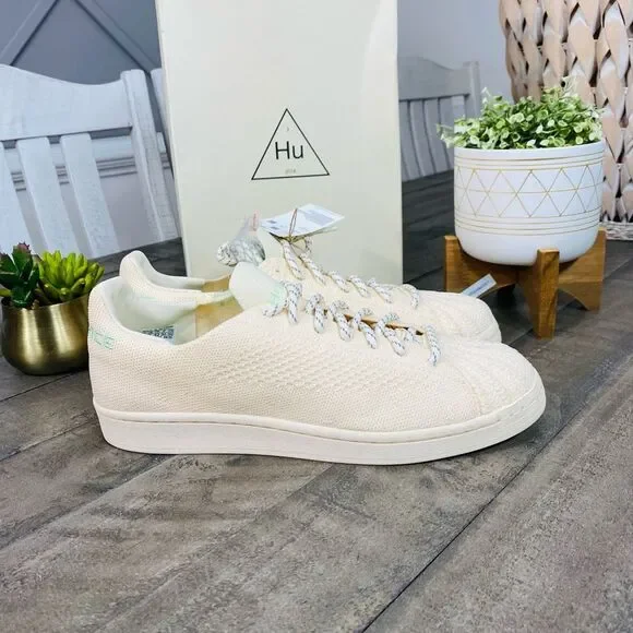 New Adidas Superstar Pharrell Primeknit Cream Men's Sneakers Size 8.5 - Picture 2 of 10